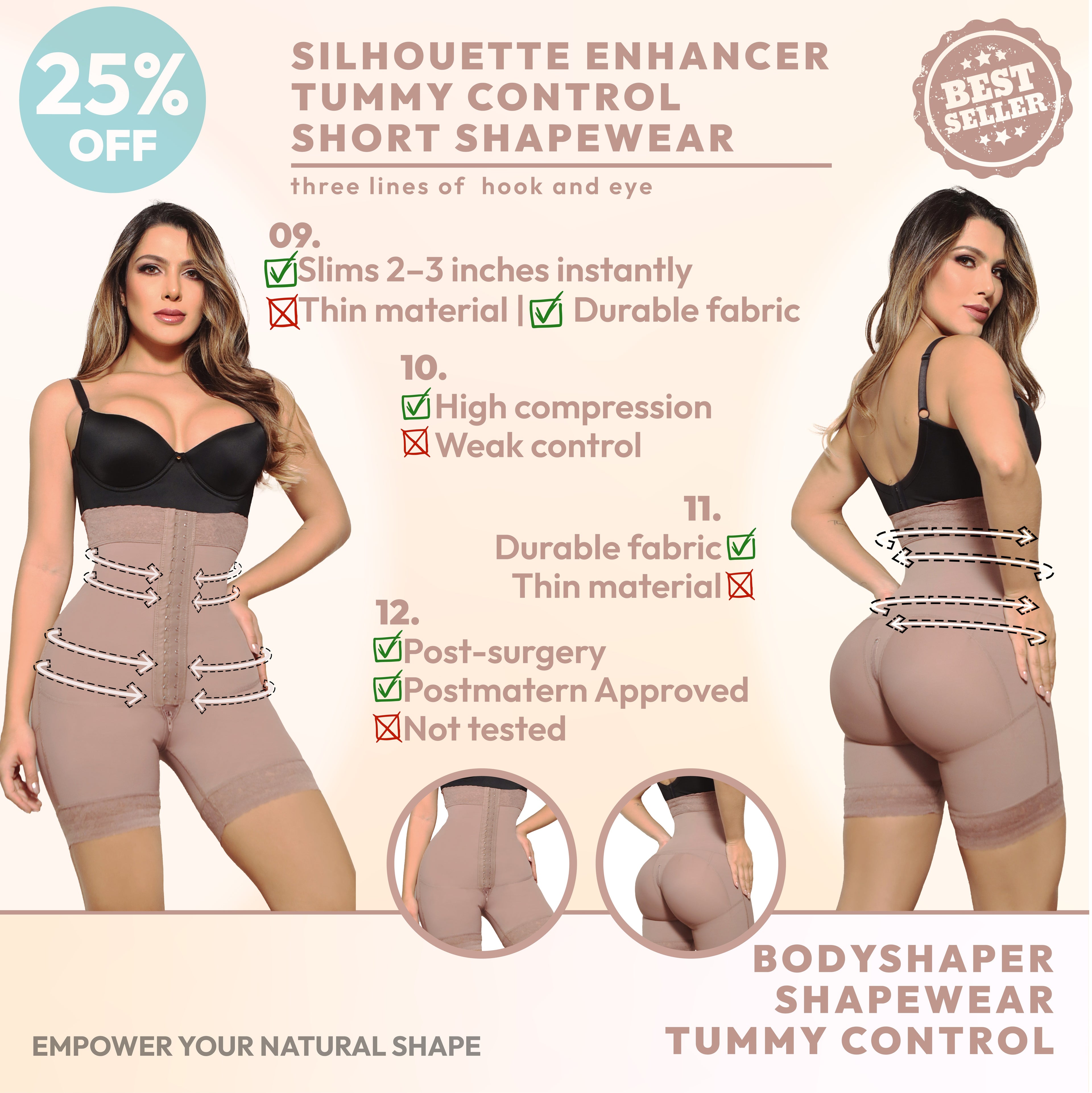 Faja Ajustable Uso Diario de Broches Ajustable Media Pierna