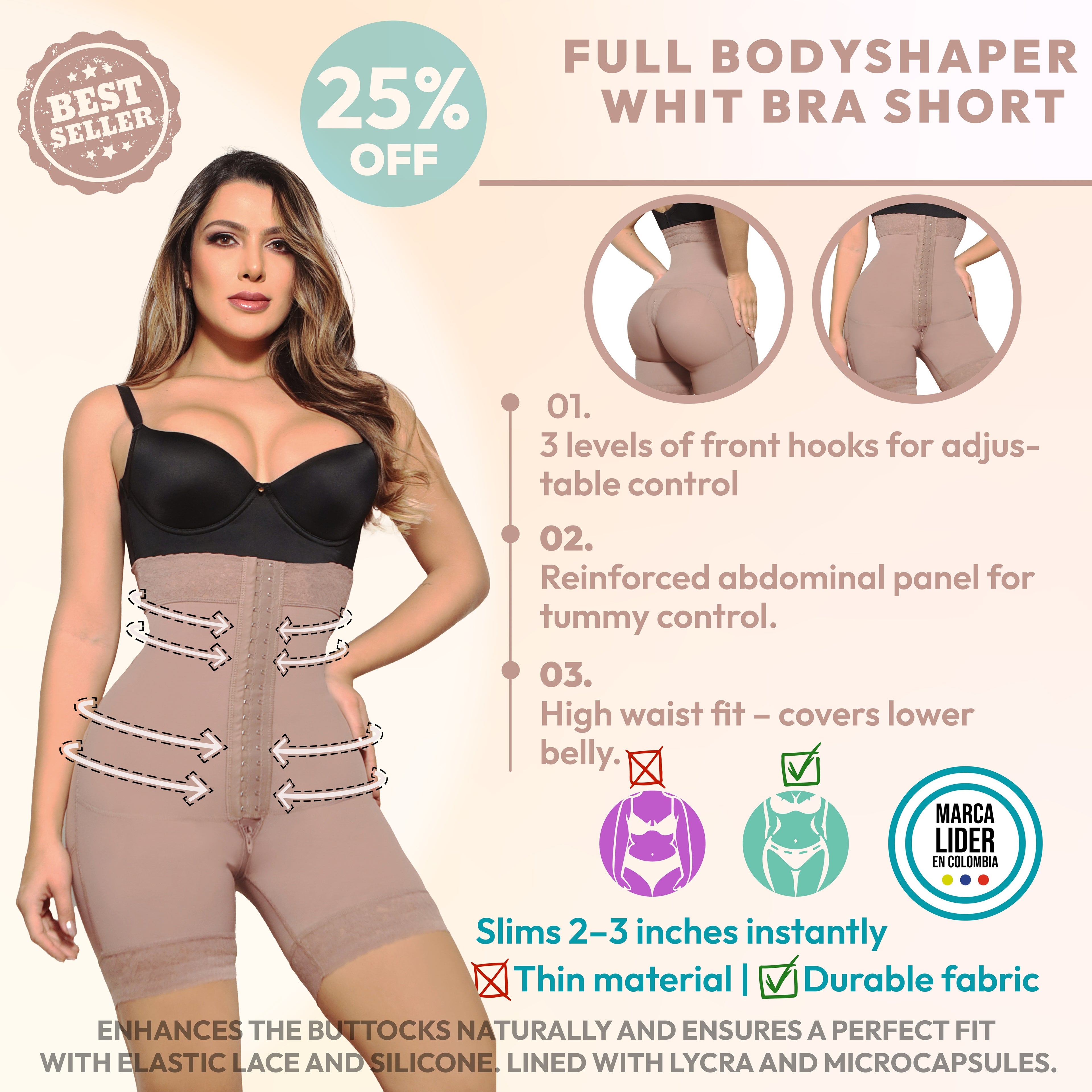 Faja Ajustable Uso Diario de Broches Ajustable Media Pierna