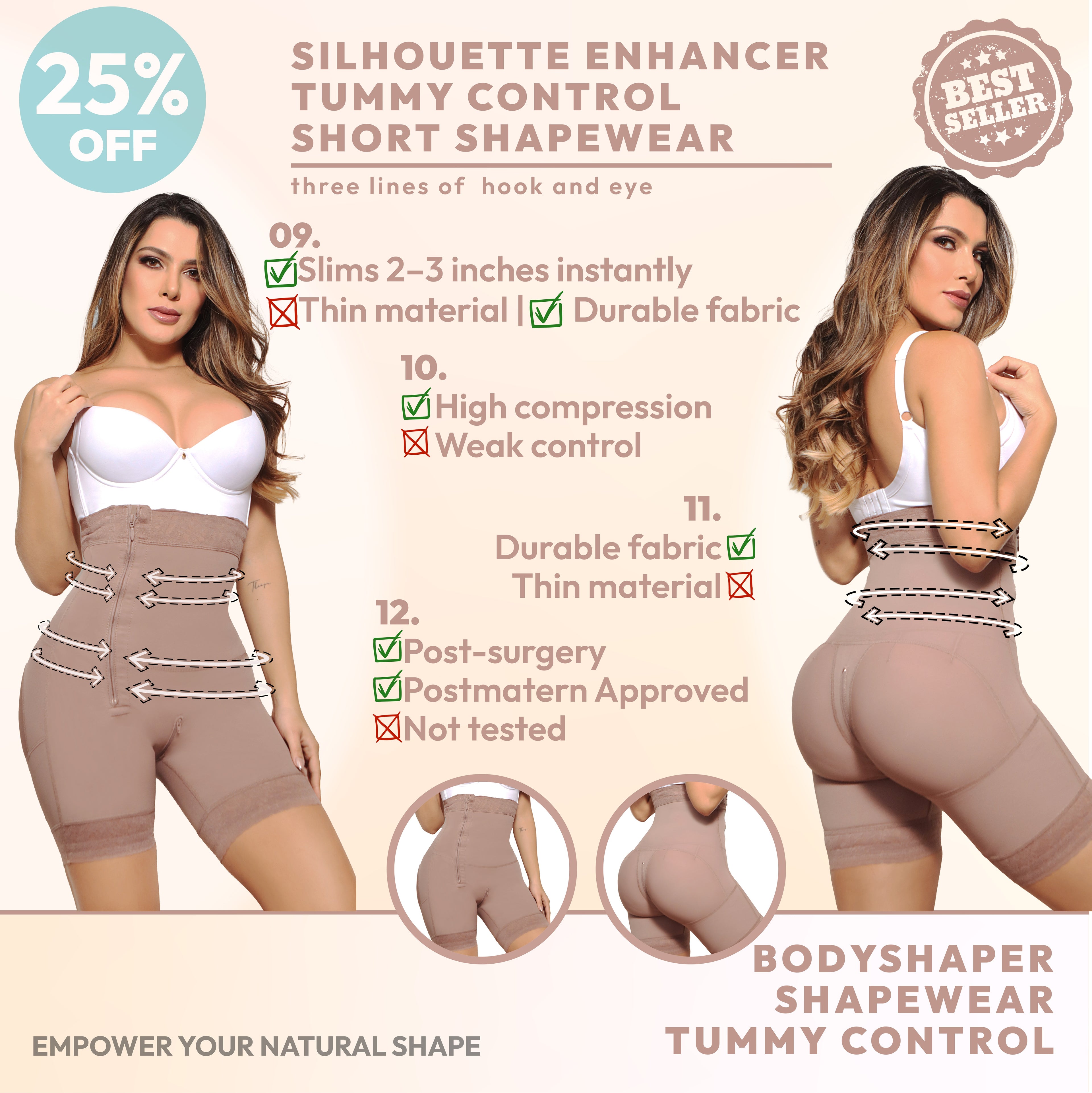 Faja De Compresion Media Uso Diario  Cierre lateral