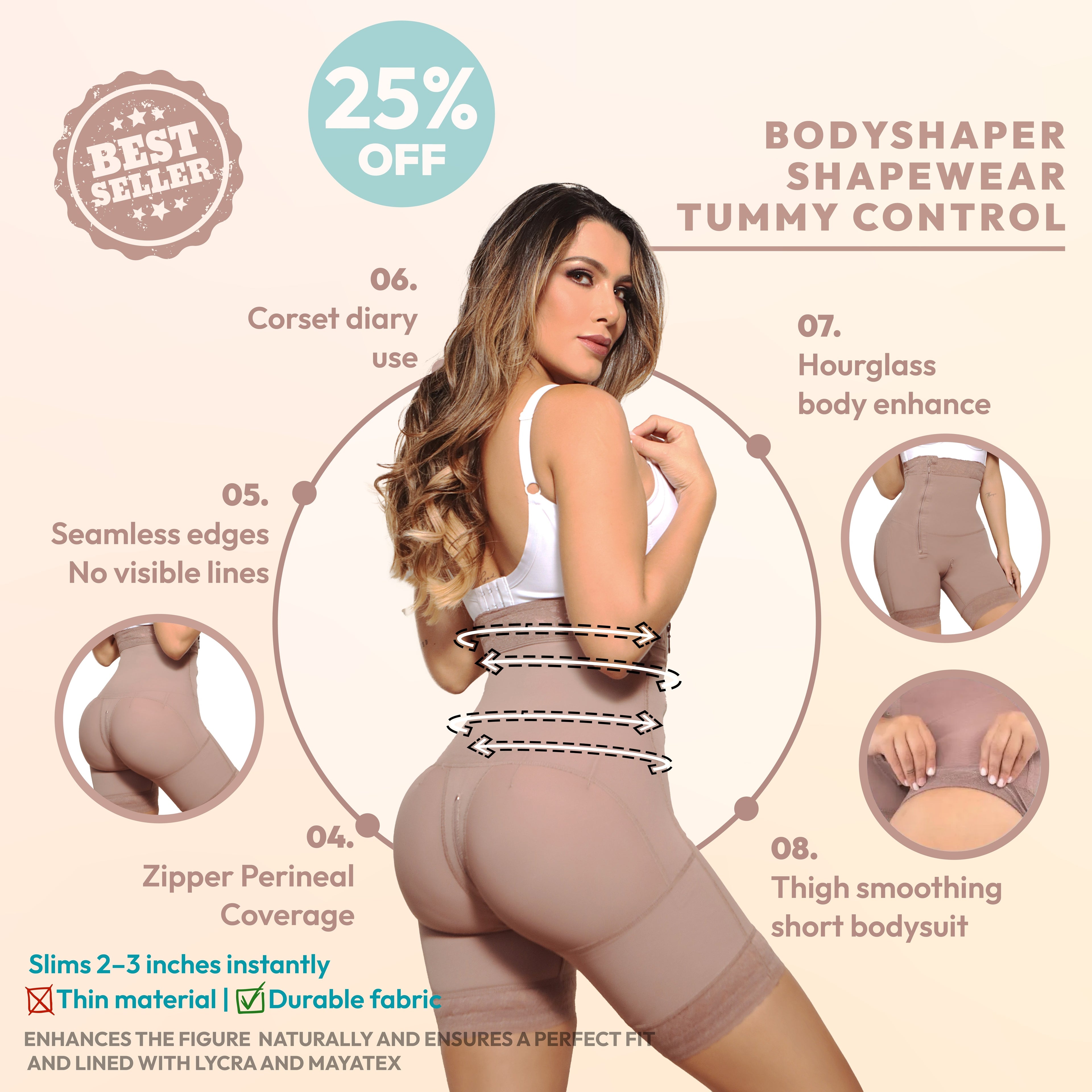 Faja De Compresion Media Uso Diario  Cierre lateral