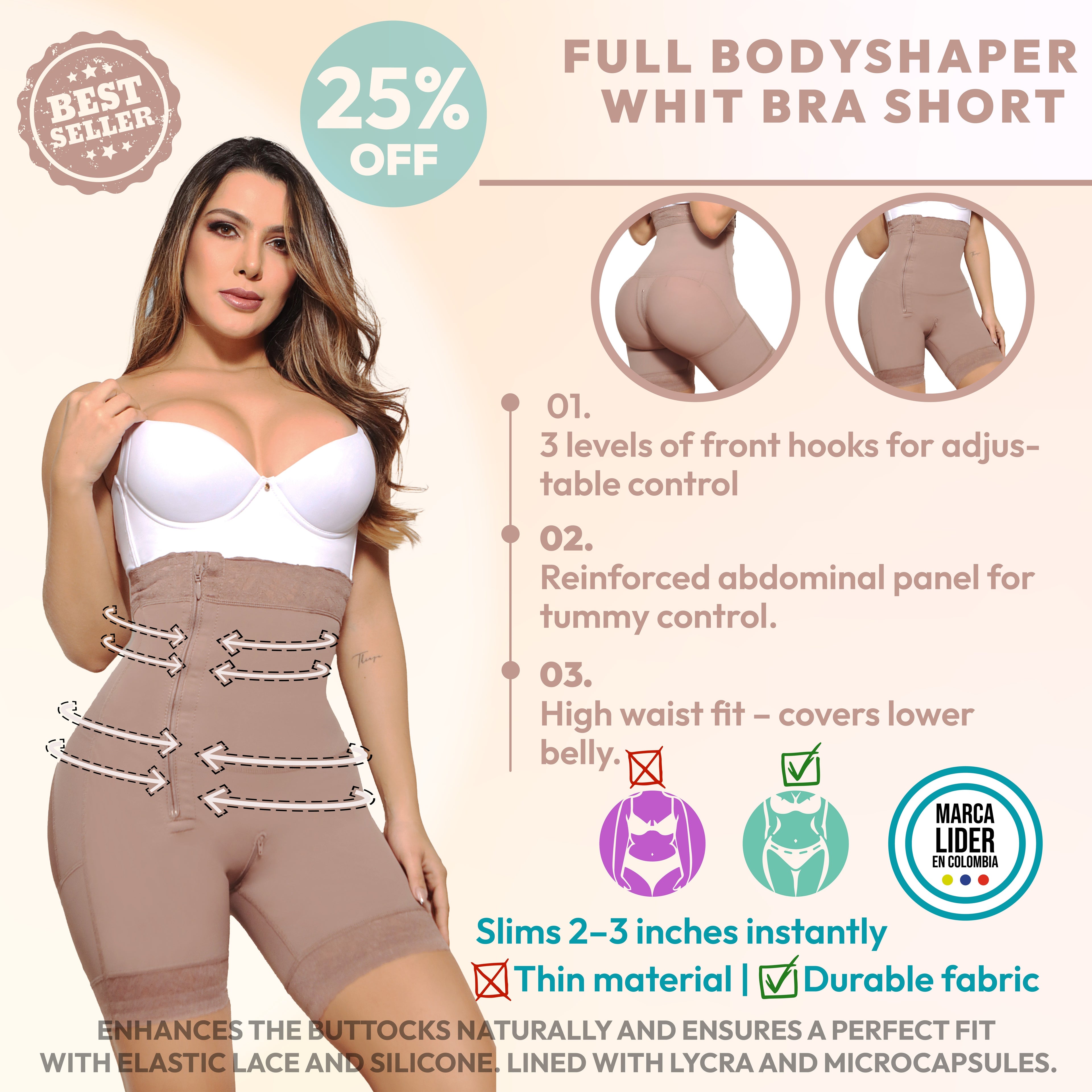 Faja De Compresion Media Uso Diario  Cierre lateral