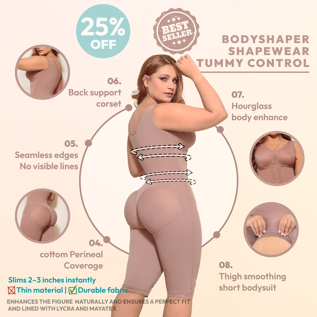 Full Body Faja 3 lineas de Broches Ajustable Pierna Larga