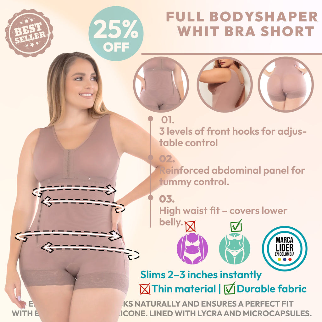 Full Body Faja 3 lineas de Broches Ajustable Corta