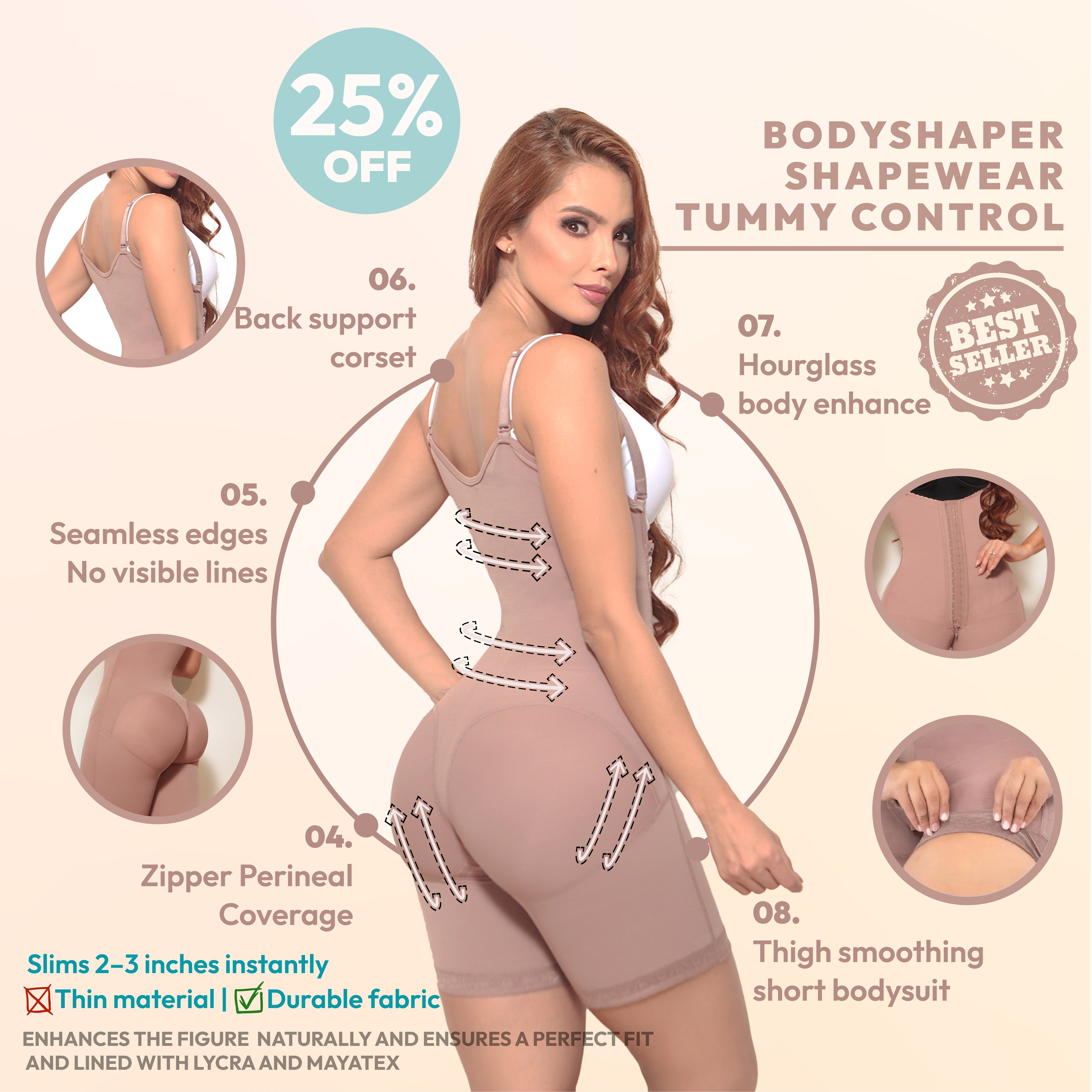 Faja De Compresion Alta Ajustable Media Pierna Figura